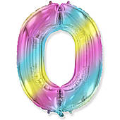 Куля цифра 0 фольгована 90см люкс (Градіент райдуж