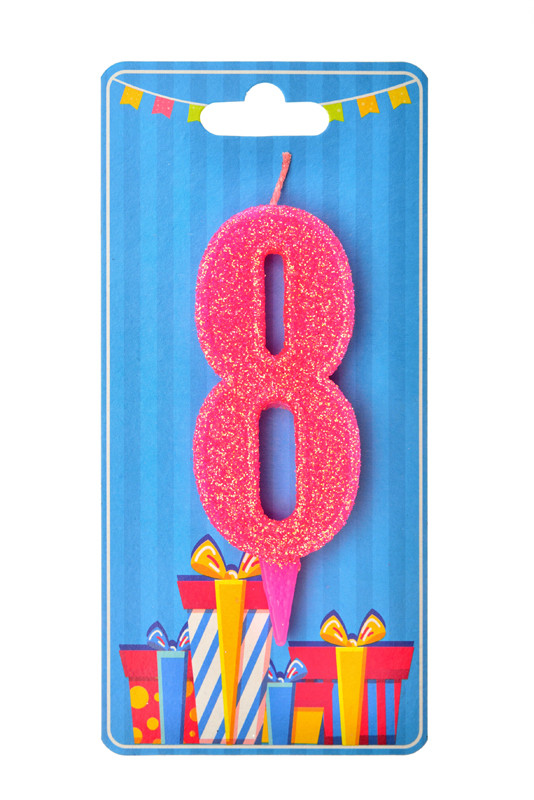 Свічка цифра 8 (рожева)