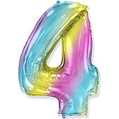 Куля цифра 4 фольгована 90см люкс (Градіент райдуж