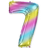 Куля цифра 7 фольгована 90см люкс (Градіент райдуж