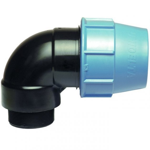 Кут ПЕ 90х3"ЗР компресійний з зовнішньою різьбою Unidelta, фото 1