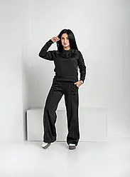 Жіночий спортивний костюм теплий, зимовий в чорному кольорі тканина трьох-нитка на флісі розмір m (46)