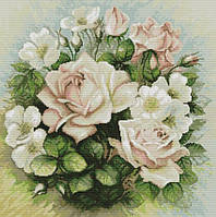 Набор вишивки крестиком з нитками Белые розы 47х47 см (арт. MK144)