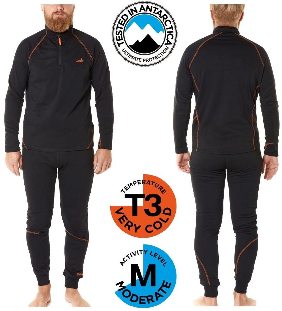 Чоловіча термобілизна Norfin Winter Line Black | Базовий шар, еластична, м’яка, з блискавкою і флісом всередині, S (44-46)