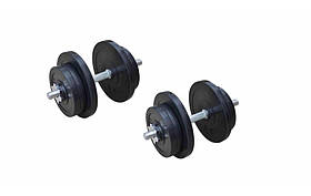 Комплект гумових гантелі Rn-Sport 2x21 кг розбірні, диски: 5/2.5 кг, грифи 35см, для дому/залу