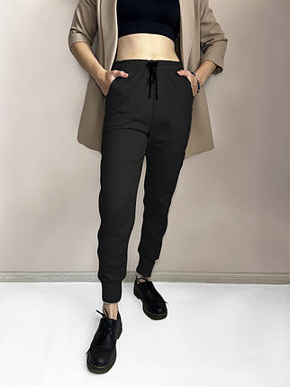 Штани жіночі зимові з начосом зі щільного трикотажу Штани під манжет XL — 5XL Ao longcom Чорний, фото 2