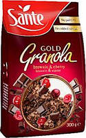Гранола Sante Granola Fit (300g Brownie & Cherry) цільнозернові вівсяні пластівці, суміш рослинних білків, клітковини, сухофруктів