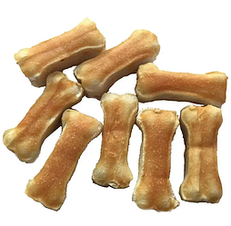 Ласощі для собак Lucky Star (Пресована сиром'ятна кістка з курячою пастою 5.5см) 200г/1уп.