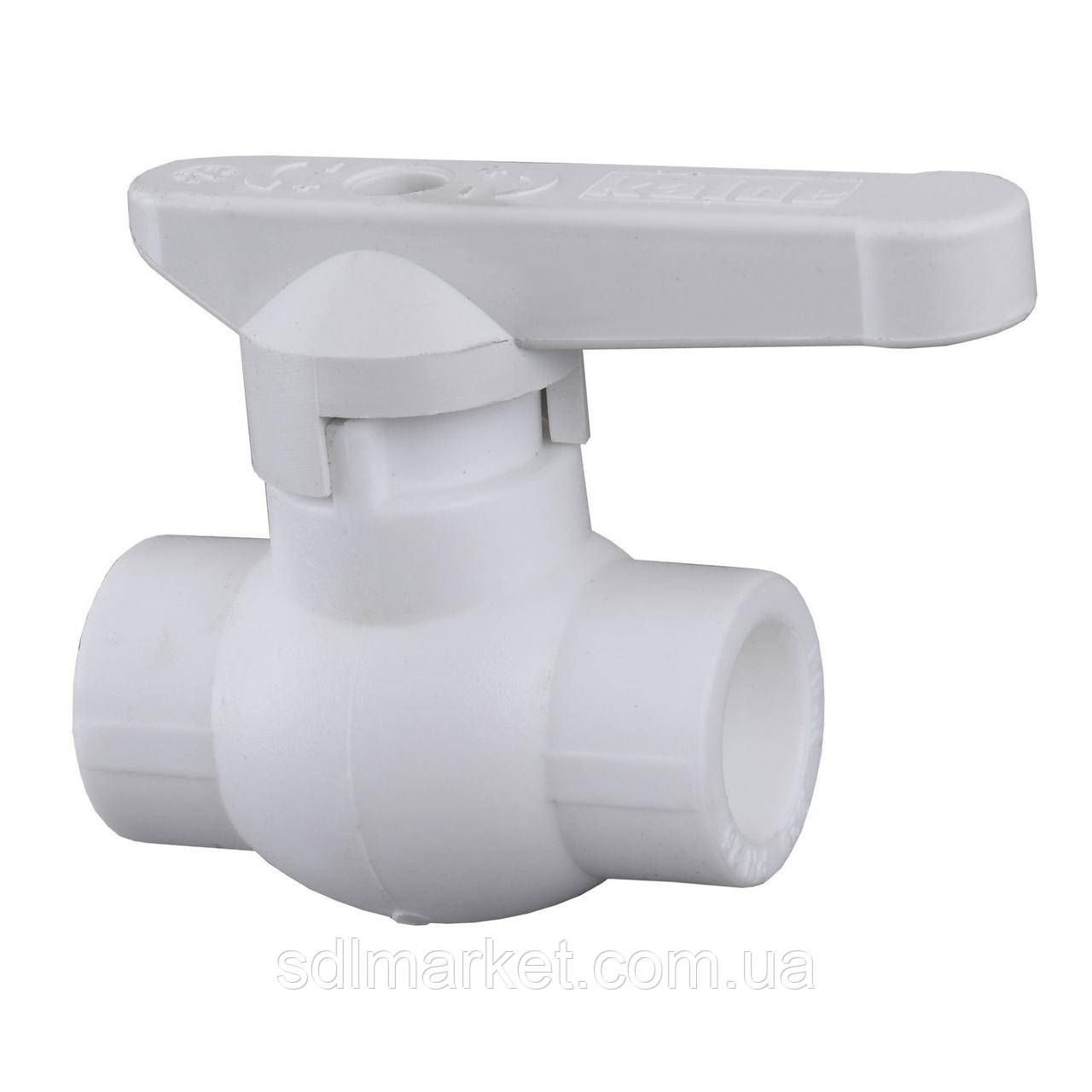 Кран шаровий Kalde PPR (латунь) ф25 (білий) 21011