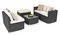 Комплект мебели из ротанга садовый (2 дивана, пуф, столик, подушки) di Volio MODENA Black