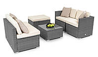 Комплект мебели из ротанга садовый (2 дивана, пуф, столик, подушки) di Volio MODENA Grey