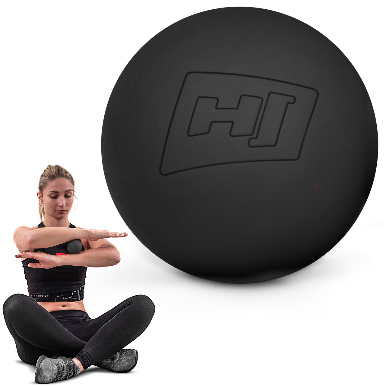 Силіконовий масажний м'яч 63 мм Hop-Sport HS-S063MB чорний, для точкового масажу, М'яч для міофасціонального релізу