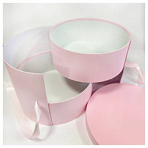 Кругла 2х ярусна подарункова коробка d=25 h=21 см рожева