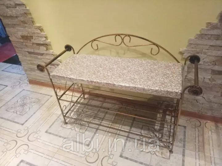 Пуф кований з ручками великий. Банкетка, полиця для взуття, кована банкетка, кований пуф, банкетка з металу