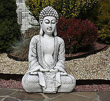 Садова фігура Будда зі штучного мармуру сіра 70х43х32 см