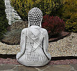 Садова фігура Будда зі штучного мармуру сіра 70х43х32 см, фото 5