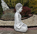 Садова фігура Будда зі штучного мармуру сіра 70х43х32 см, фото 2