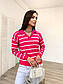 Жіноча смугата кофта поло вільного крою з манжетами (р. 42-46) 55KF2054, фото 7