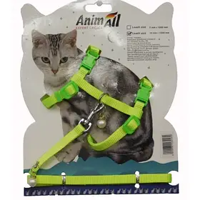 Поводок+шлея AnimAll на блистере для кота, 10х1200 мм (Колір уточнюйте!)