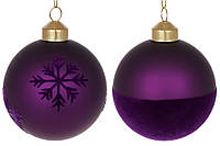Набор (12шт.) ёлочных шаров с узором 8см, цвет - пурпурный, 2 дизайна