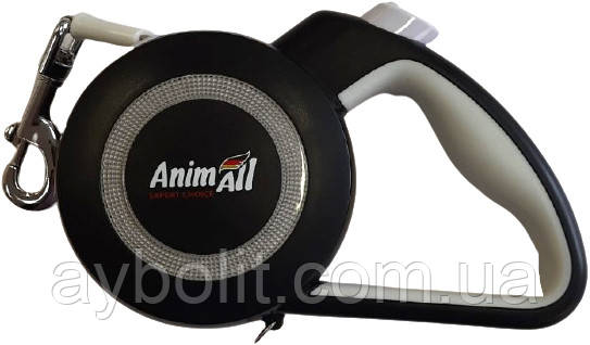 Повідець-рулетка AnimAll Reflector MS7110-5M M до 25 кг 5 м Сіро-чорний