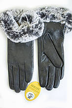 Жіночі шкіряні рукавички В'ЯЗКА СЕНСОРНІ Середні 2-391 з небольним дефектом