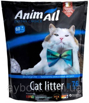 Наповнювач для котячого туалету AnimAll Блакитний аквамарин силікагелевий вбирний 3.2 кг (7.6 л)