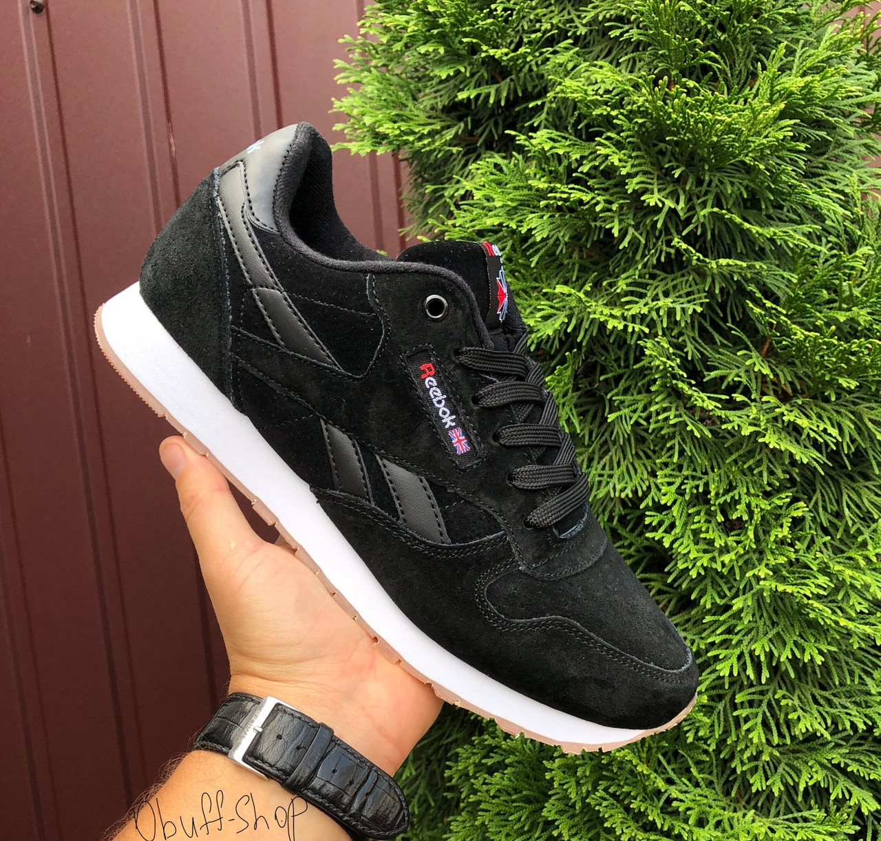 Чоловічі кросівки Reebok Classic чорно-білі демісезонні кросівки рібок на білій підошві