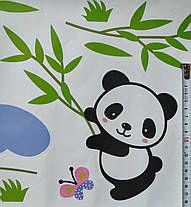 Декоративні наклейки для дитячого садка, наклейка в дитячу, наклейки на шафу "три панди" лист 90*30 см, фото 2