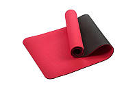 Коврик для йоги и фитнеса Hanuman Two Tones Amber 183x61x0.6 см красно-черный