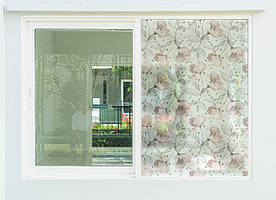 Матова плівка  "Ніжні квіти "Zatarga на скло (вікна, перегородки)  від сусідів і сторонніх очей, роздільник простору