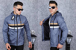 Чоловіча ветровка з плащової тканини CAT Anthracite, Куртка кельми сіра, плащівка на змійці з капюшоном. Чоловіча од