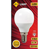 Лампочка світлодіодна Е14 5W 4000К (білий нейтральний). F+LIGHT G45B, фото 2