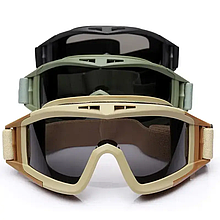 Протиударні вентильовані захисні тактичні окуляри + Комплект змінних лінз