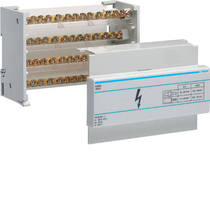 Розподільний блок Hager 125A 4 полюси, 7.5 модулів, для DIN-рейки, фото 1