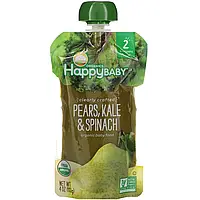 Happy Family Organics, Органическое детское питание, этап 2, Clearly Crafted, груши, капуста и шпинат, для