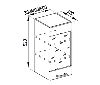 Кухня Марта верхняя секция В 30Ск фасады стекло ширина 300 мм, высота 920 мм (Світ Меблів ТМ)