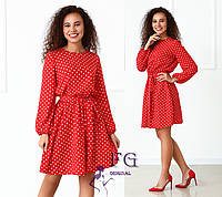 Платье с длинными рукавами в горошек "Софи"| Норма и батал| Распродажа модели