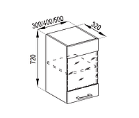 Кухня Марта верхняя секция В 40Ск фасады стекло ширина 400 мм, высота 720 мм (Світ Меблів ТМ)