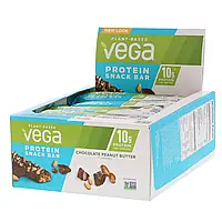 Vega, Protein Snack Bar, Chocolate Peanut Butter, 12 Bars, 1.6 oz (45 g) Each Киев