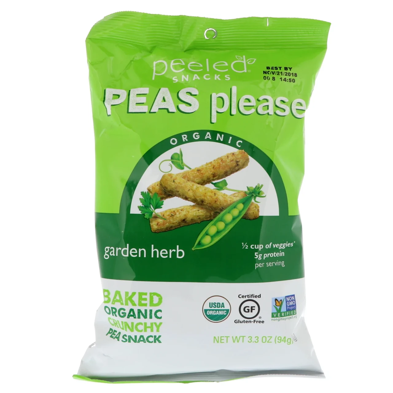 Peeled Snacks, Organic, Peas Please, Garden Herb, 3.3 oz (94 g) (Discontinued Item) Киев - фото 1 - id-p1678047332