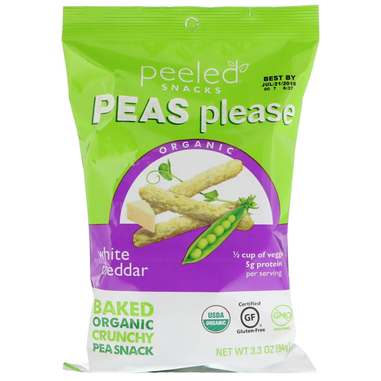 Peeled Snacks, Organic, Peas Please, White Cheddar, 3.3 oz (94 g) (Discontinued Item) Киев - фото 1 - id-p1678047334