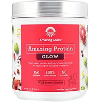 Amazing Grass, Organic Amazing Protein, Glow, гибискус с лесными ягодами, 11,6 унции (330 г) Киев