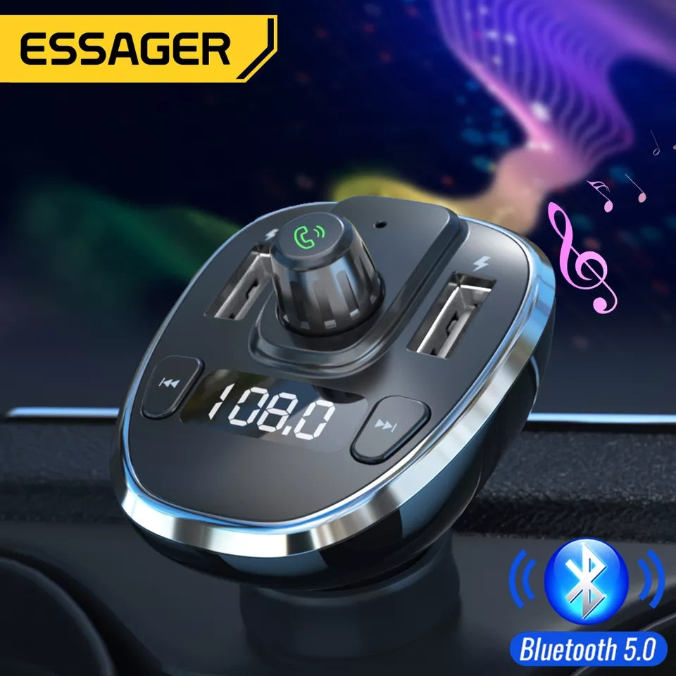 FM трансміттер Essager 2xUSB Bluetooth 5.0 мікрофон (аналог Roidmi 2s/3s)