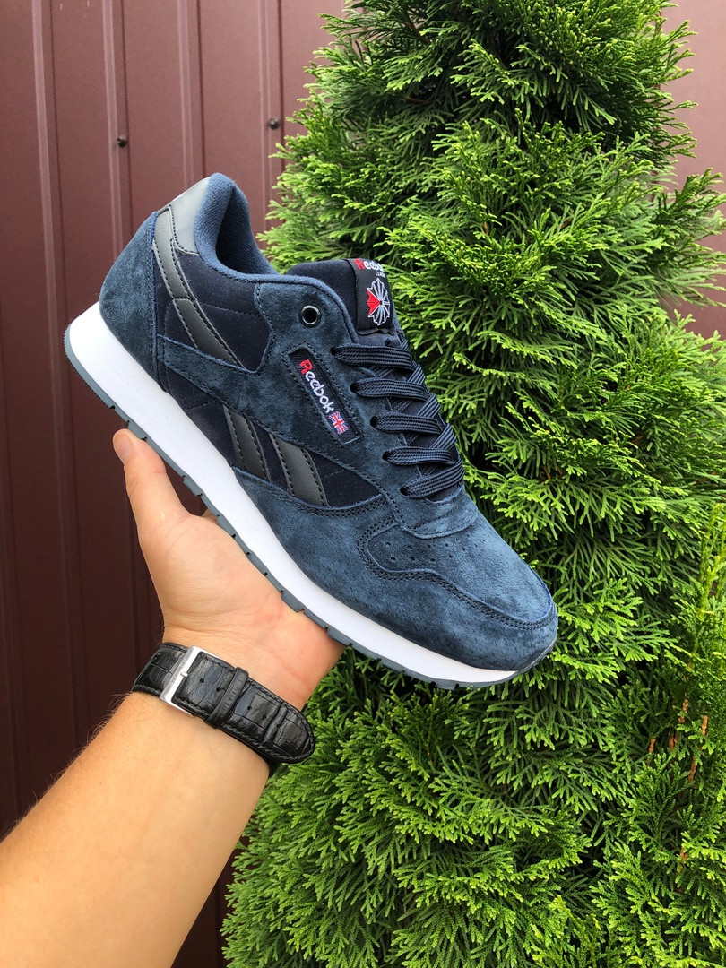 Чоловічі кросівки Reebok Classic чорні, демісезонні кросівки рібок на чорній підошві