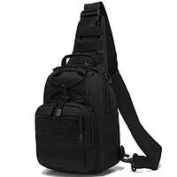 Рюкзак сумка через плечо мужская тактическая A74 черная
