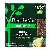 Beech-Nut, Naturals, фруктовые и вегетарианские батончики, этап 4, яблоко и шпинат, 5 батончиков, 22 г (0,78