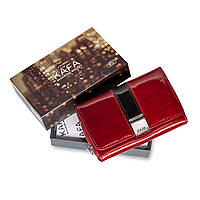 Жіночий шкіряний гаманець Kafa з безліччю відділень, лаковий, з блокуванням RFID-сигналів, червоний (fb)