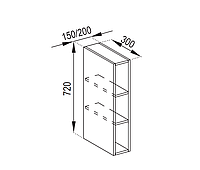 Кухня Марта верхняя секция В 15 полки ширина 150 мм, высота 720 мм (Світ Меблів ТМ)