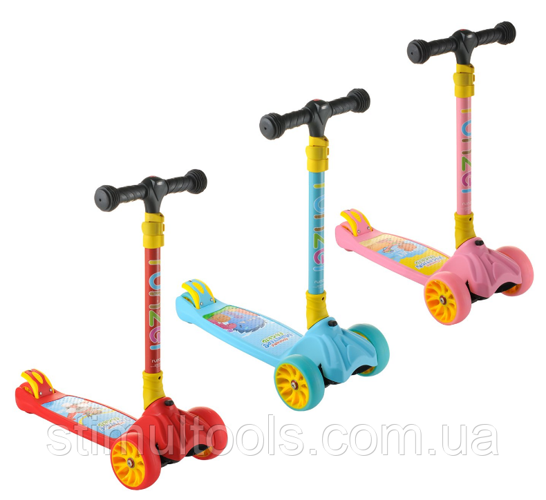 Дитячий самокат 069, складане кермо, ліхтарик, колеса PU світяться, фото 1